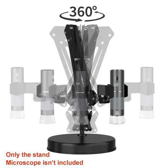 Alt view image 4 of 7 - Max 21-inch Adjustable Universal Stand for Digital Microscopes (Only Stand) | 360° Rotating Arm Table Clamp Supports Up to 6cm Diameter USB/WiFi Microscopes Ideal for Lab, Electronics, and DIY