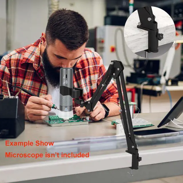 Alt view image 7 of 7 - Max 21-inch Adjustable Universal Stand for Digital Microscopes (Only Stand) | 360° Rotating Arm Table Clamp Supports Up to 6cm Diameter USB/WiFi Microscopes Ideal for Lab, Electronics, and DIY