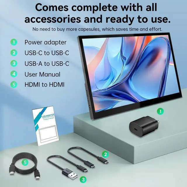 Alt view image 7 of 7 - Portable Touchscreen Monitor 16 Inch 1920X1200P IPS Touch Screen Monitor with USB C HDMI Port, 350cd/m², External Monitors for Laptop PC Phones Computer PS4/5
