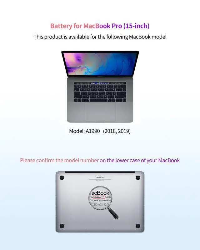 Alt view image 2 of 6 - Replacement Battery for MacBook Pro A1990, 15-Inch, 2018-2019 | A1953 Battery, 11.4V 7400mAh 84.36Wh, EMC 3215/3359, up to 1000 cycles, 5 screwdrivers, tool kit, installation guide