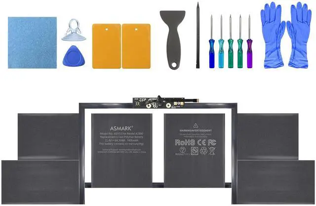 Main image of Replacement Battery for MacBook Pro A1990, 15-Inch, 2018-2019 | A1953 Battery, 11.4V 7400mAh 84.36Wh, EMC 3215/3359, up to 1000 cycles, 5 screwdrivers, tool kit, installation guide