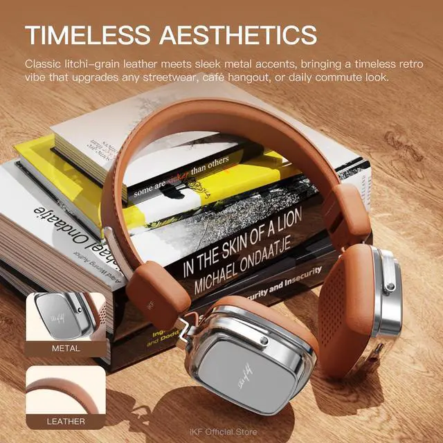 Alt view image 2 of 7 - R2 Retro Classic Bluetooth Headphones, Vintage Ergonomic Design | 40mm Drivers ENC Clear Call, 60H Playtime, 3.5mm Wired Headset, All-Day Comfort, Throwback 80s 90s, Brown