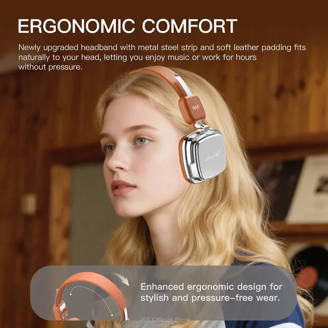 Alt view image 3 of 7 - R2 Retro Classic Bluetooth Headphones, Vintage Ergonomic Design | 40mm Drivers ENC Clear Call, 60H Playtime, 3.5mm Wired Headset, All-Day Comfort, Throwback 80s 90s, Brown