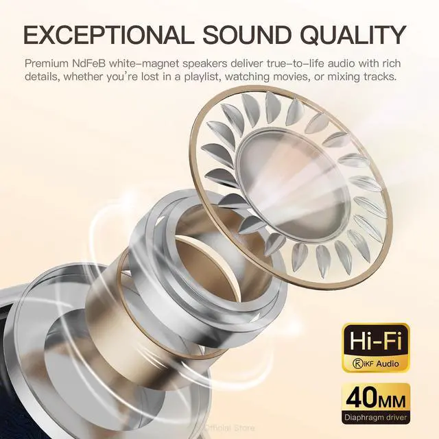 Alt view image 4 of 7 - R2 Retro Classic Bluetooth Headphones, Vintage Ergonomic Design | 40mm Drivers ENC Clear Call, 60H Playtime, 3.5mm Wired Headset, All-Day Comfort, Throwback 80s 90s, Brown