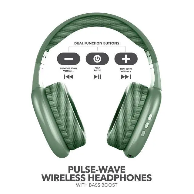 Alt view image 5 of 6 - Wave-56 Wireless Headphones, 40H Battery, Hi-Res Audio, Enhanced Bass, Noise Cancelling, Transparency Mode, Lightweight Over-Ear Bluetooth Headphones with Comfort Fit, Travel-Friendly (Green)