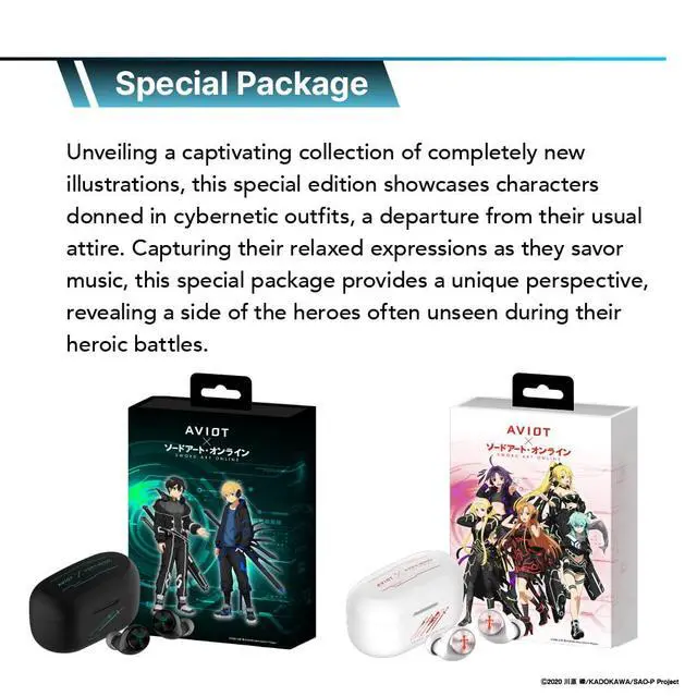 Alt view image 3 of 7 - Sword Art Online Anime Wireless Earbuds TE-D01v-SOB (Hero Model), Officially Licensed (Exclusive Edition), Special Package, Design, Japanese Special Voice, Noise Canceling Earbuds