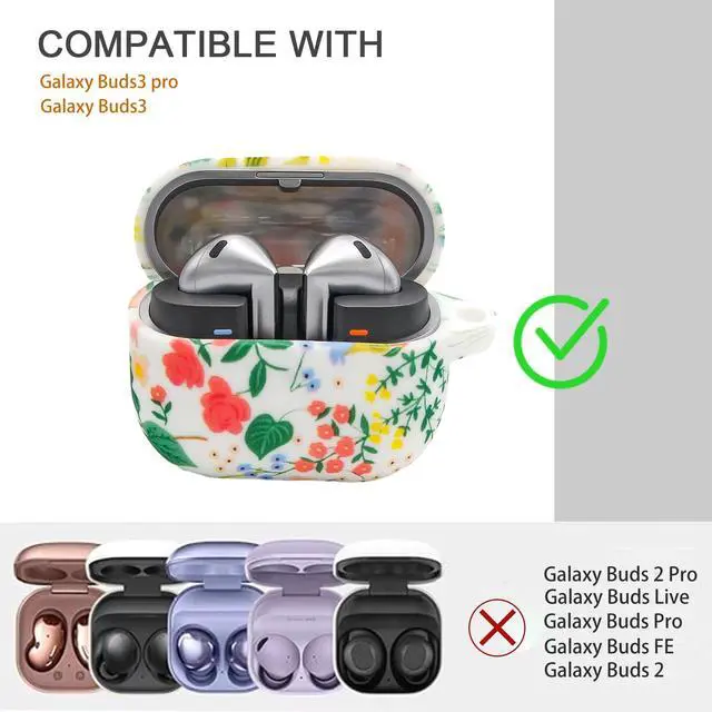 Alt view image 4 of 7 - Case Compatible with Samsung Galaxy Buds 3 Case and Galaxy Buds 3 Pro Case(2024), Cute Wireless Charging Silicone Protective Case with Bracelet Keychain for Men and Women (Flower)