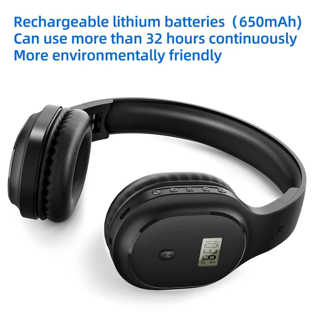 Alt view image 2 of 7 - A8 Wireless Headphones with FM Radio and Bluetooth 5.4 Rechargeable Over Ear Headphone Radio, Best Reception, Soft Earmuffs Headset, Built-in Microphone for Jogging, Mowing, Cycling