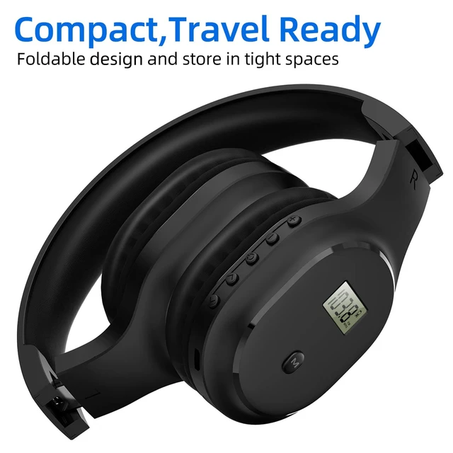 Alt view image 7 of 7 - A8 Wireless Headphones with FM Radio and Bluetooth 5.4 Rechargeable Over Ear Headphone Radio, Best Reception, Soft Earmuffs Headset, Built-in Microphone for Jogging, Mowing, Cycling