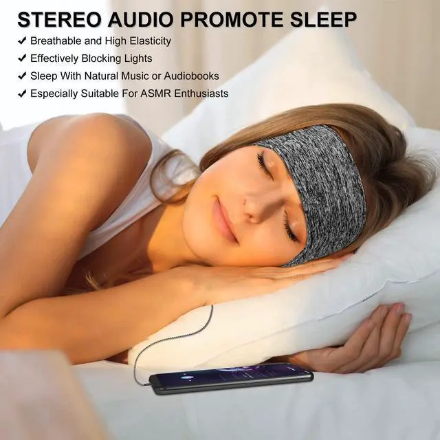 Alt view image 2 of 7 - Sleep Headphones & Ear Warmers Headband Headphones & Ear Muffs Ear Covers with Ultra-Thin HD Stereo Speakers for Outdoor Sports Running Nap Sleeping ASMR & Daily Wear (Wired-Gray)