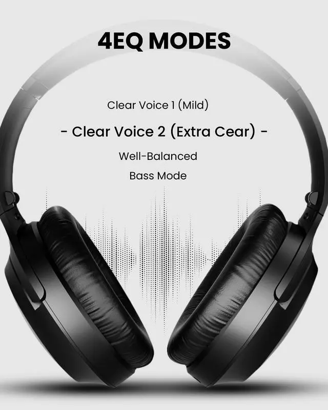 Alt view image 5 of 7 - Aria Aura T Auracast & Bluetooth Headphones for TV & Public | Clear Voice & 4 EQ Modes, 35H Battery, Over-Ear Comfort, with Charging Stand, Ideal for Home, Churches & Museums