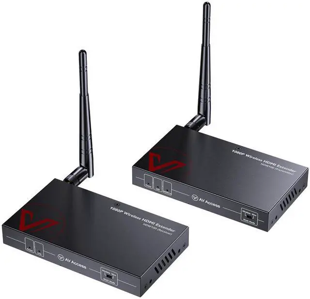 Main image of AV Access Wireless HDMI Extender 656ft, 1080P HDMI Transmitter & Receiver | No Cable Setup, IR Remote, HDMI Loop-Out, Optional Wired Mode 120m Cat6 for Home & Office
