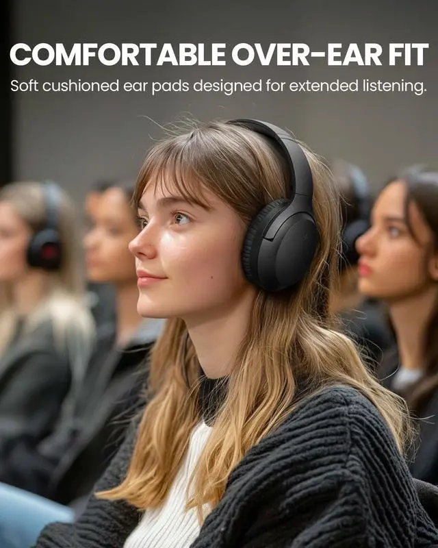 Alt view image 7 of 7 - Aria Aura T Auracast & Bluetooth Headphones for TV & Public | Clear Voice & 4 EQ Modes, 35H Battery, Over-Ear Comfort, with Charging Stand, Ideal for Home, Churches & Museums