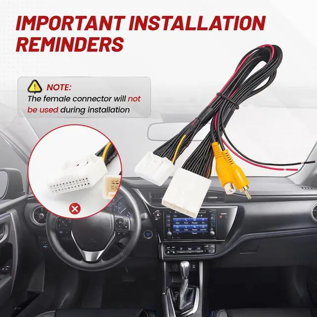 Alt view image 4 of 7 - 24-Pin Reverse Camera T-Harness w/12V to 6V Converter for Aftermarket Stereo Retain Factory OEM Reverse Camera for 2014-2019 Toyota 4Runner Tacoma Highlander Sienna