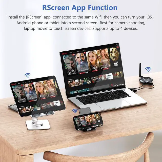 Alt view image 5 of 5 - Wireless HDMI Receiver Old Version - Up to 4 Receivers, Plug and Play, 5.8G HDMI Wireless Extender for PC, Laptop, Camera, Cable Box to Multiple TVs, Monitors, Projectors - Black Interface