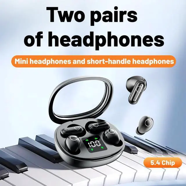 Alt view image 2 of 7 - 2-in-1 Mini Invisible Sleep Bluetooth Earbuds,Small Wireless Sleep Headphones for Side Sleepers,Bluetooth 5.4 Bass Stereo Sound Over-Ear Earbuds,Bluetooth Earbuds for Laptop/Phones/Sports (Black)