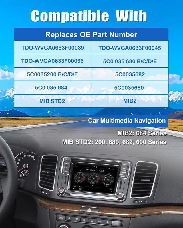 Alt view image 4 of 7 - TDO-WVGA0633F00039 6.5" Touch Screen Digitizer LCD Display for VW Magotan Jetta Passat Scirocco Golf Polo Tiguan CC GTI Skoda Octavia Yeti MIB STD2 MIB200 682 Multimedia Navigation TDO-WVGA0633F00045