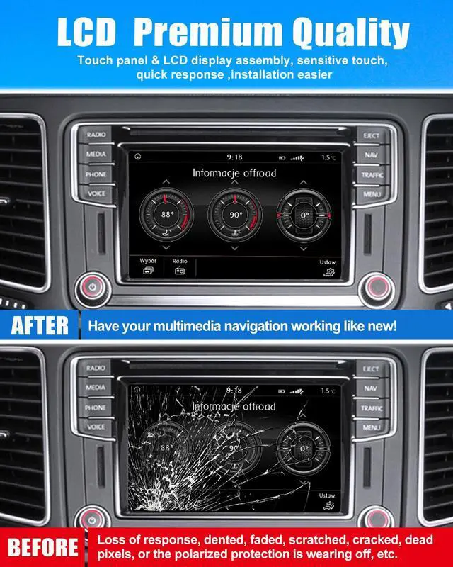 Alt view image 6 of 7 - TDO-WVGA0633F00039 6.5" Touch Screen Digitizer LCD Display for VW Magotan Jetta Passat Scirocco Golf Polo Tiguan CC GTI Skoda Octavia Yeti MIB STD2 MIB200 682 Multimedia Navigation TDO-WVGA0633F00045