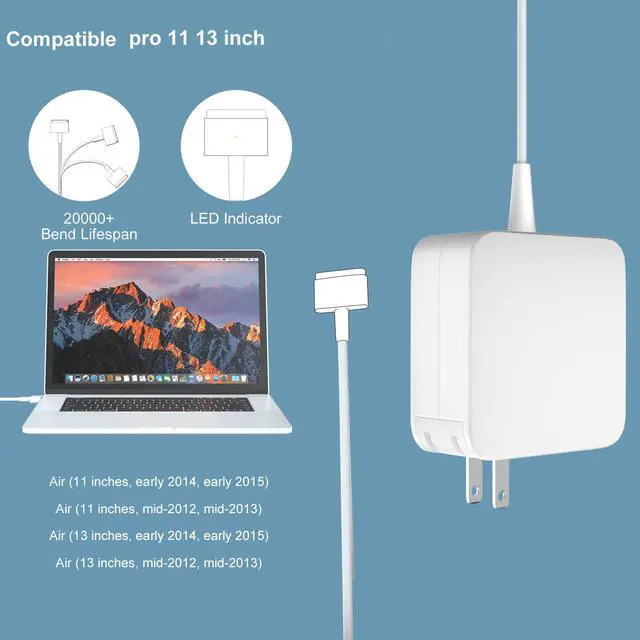 Alt view image 4 of 7 - 45W Mag2 Adapter Compatible with Mac Book Air 11/13 Not 2018+ | A1436 A1466 A1465 T-Tip Power Adapter for Mac Air 11/13 Inch (Between 2012-2017)