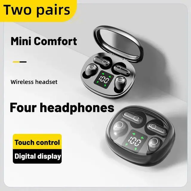 Alt view image 4 of 7 - 2-in-1 Mini Invisible Sleep Bluetooth Earbuds,Small Wireless Sleep Headphones for Side Sleepers,Bluetooth 5.4 Bass Stereo Sound Over-Ear Earbuds,Bluetooth Earbuds for Laptop/Phones/Sports (Black)
