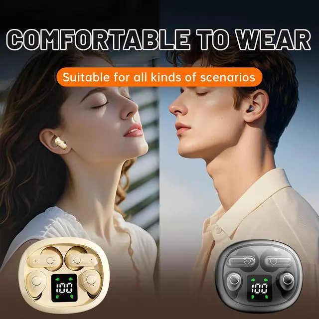 Alt view image 7 of 7 - 2-in-1 Mini Invisible Sleep Bluetooth Earbuds,Small Wireless Sleep Headphones for Side Sleepers,Bluetooth 5.4 Bass Stereo Sound Over-Ear Earbuds,Bluetooth Earbuds for Laptop/Phones/Sports (Black)