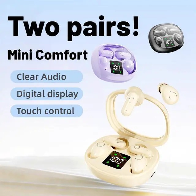 Alt view image 5 of 7 - 2-in-1 Mini Invisible Sleep Bluetooth Earbuds,Small Wireless Sleep Headphones for Side Sleepers,Bluetooth 5.4 Bass Stereo Sound Over-Ear Earbuds,Bluetooth Earbuds for Laptop/Phones/Sports (Black)