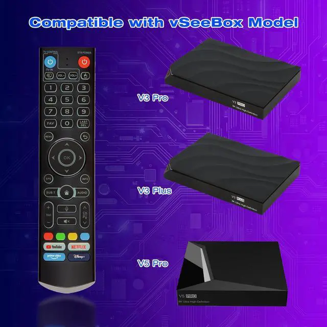 Alt view image 3 of 7 - V3 Pro V3 Plus V5 Pro TV Box Voice Remote Control Replacement | Compatible with vSeeBox TV Box, Smart Bluetooth Voice Remote Control
