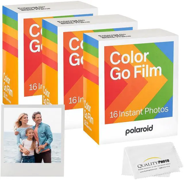 Main image of Go Color Film, White Frame + Quality Photo Microfiber Cloth (Only Compatible with Go Cameras) (3 Pack (48 Sheets)