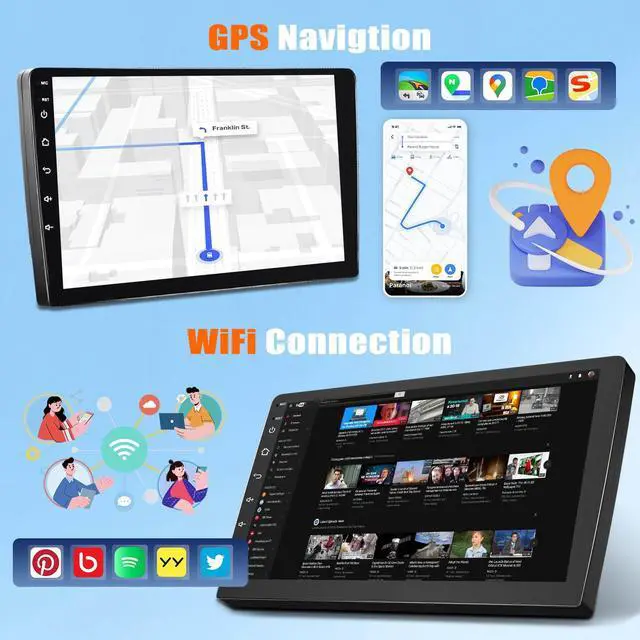 Alt view image 4 of 7 - Car Stereo Radio for Ford E150 E250 E350 1998-2003 2004 2005 2006 2007 2008 | 2+32G 7'' Touch Screen with Wireless CarPlay Android Auto GPS WiFi Bluetooth FM/RDS SWC Backup Camera