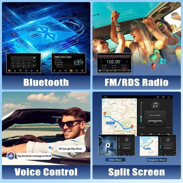 Alt view image 6 of 7 - Car Stereo Radio for Ford E150 E250 E350 1998-2003 2004 2005 2006 2007 2008 | 2+32G 7'' Touch Screen with Wireless CarPlay Android Auto GPS WiFi Bluetooth FM/RDS SWC Backup Camera