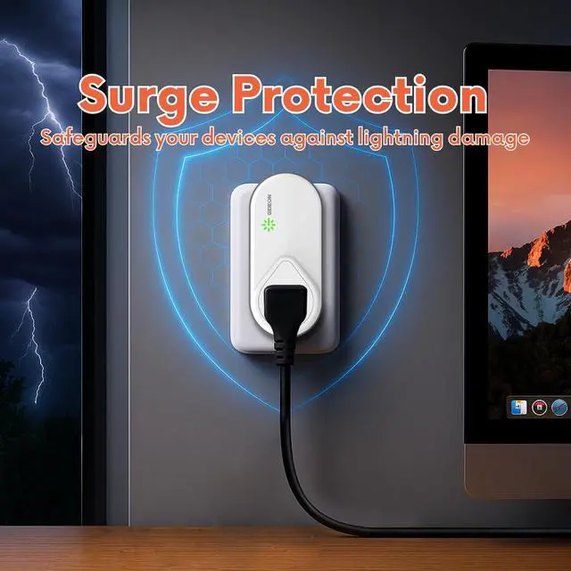 Alt view image 2 of 7 - Refrigerator Surge Protector, 1200J Voltage Protector for Fridge & Freezer, Single Outlet Wall Plug with Over/Under Voltage & Brownout Protection, Appliance Surge Protector 15A 1800W