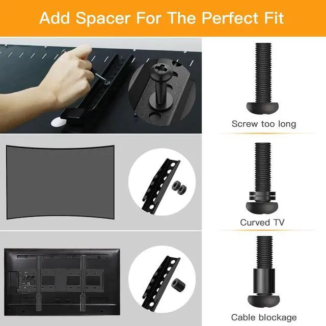 Alt view image 3 of 5 - Universal TV Mounting Hardware Kit Fits Most TVs up to 80 inches, VESA Wall Mount M4, M5, M6, M8 Screws, Spacers and Washers, Works with Most TV/Monitor Mounts, PGUHP2, Black