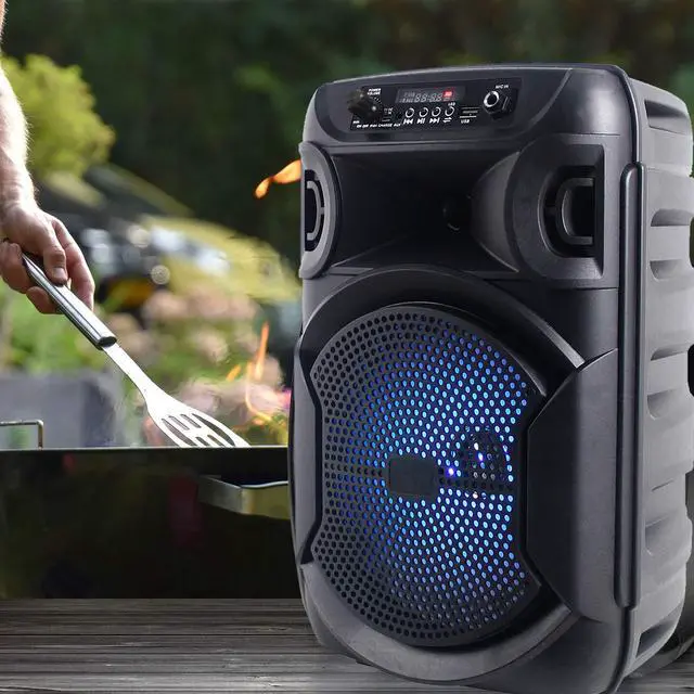 Alt view image 7 of 7 - 8 Inch Portable 800 W Bluetooth Speaker w/Woofer & Tweeter | Festival PA LED Speaker with Bluetooth/USB Card, True Wireless Stereo, 30 Feet BT Range