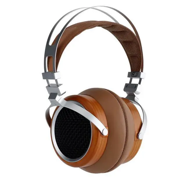 Alt view image 2 of 7 - Luan Brown Open-Back Wood Dynamic Driver Over-Ear HiFi Headphones | Professional grade audio with detachable cable, ideal for home and studio audiophiles