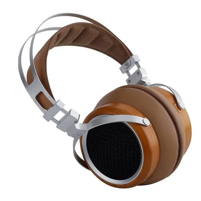 Alt view image 4 of 7 - Luan Brown Open-Back Wood Dynamic Driver Over-Ear HiFi Headphones | Professional grade audio with detachable cable, ideal for home and studio audiophiles