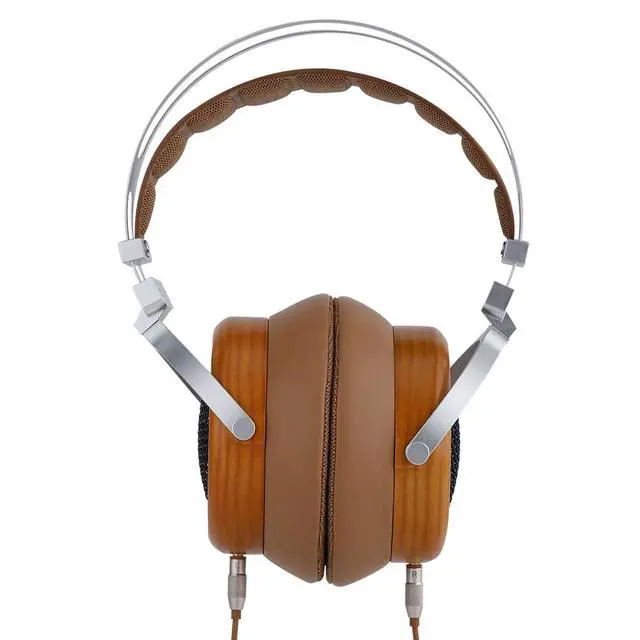 Alt view image 5 of 7 - Luan Brown Open-Back Wood Dynamic Driver Over-Ear HiFi Headphones | Professional grade audio with detachable cable, ideal for home and studio audiophiles
