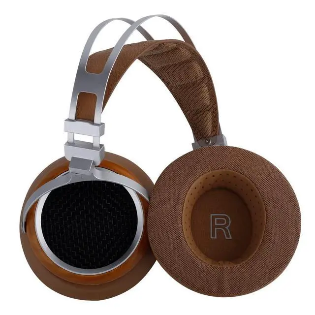 Alt view image 6 of 7 - Luan Brown Open-Back Wood Dynamic Driver Over-Ear HiFi Headphones | Professional grade audio with detachable cable, ideal for home and studio audiophiles