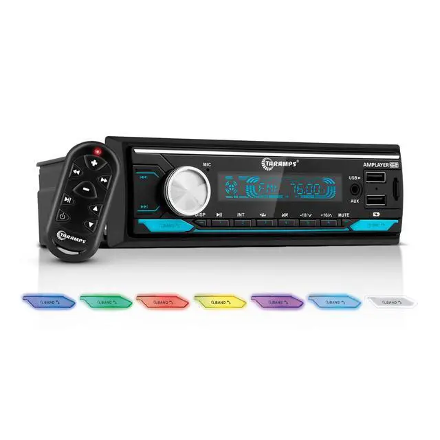 Alt view image 6 of 7 - Taramps Amplayer G2 Bluetooth Car Stereo Single DIN Media Receiver with Built-in 400W RMS Amplifier, 4 Channels, USB, SD, FM Radio, Hands-Free Calling, Audio Processor & RGB LED Control