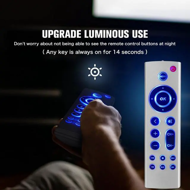 Alt view image 3 of 7 - (Pack of 2) Universal Replacement Remote for Apple TV 4K/ Gen 1 2 3 4/ HD A2843 A2737 A2169 A1842 A1625 A1427 A1469 A1378 A1218, No Voice No Siri with Blue Backlight
