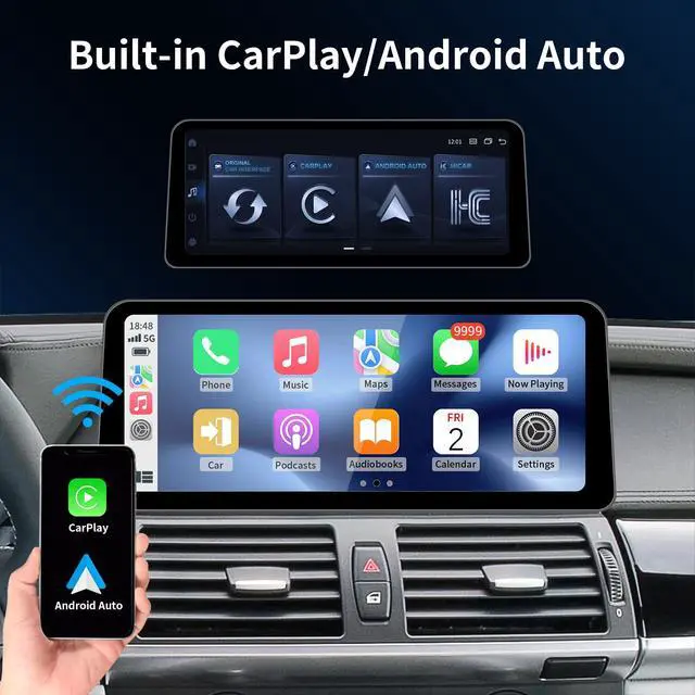 Alt view image 2 of 7 - 12.3Inch Wireless CarPlay/Android Auto Touchscreen for BMW X5/X6 Series E70/E71 (2009-2013) with CIC System, Car Radio Receiver, Bluetooth, Car Stereo