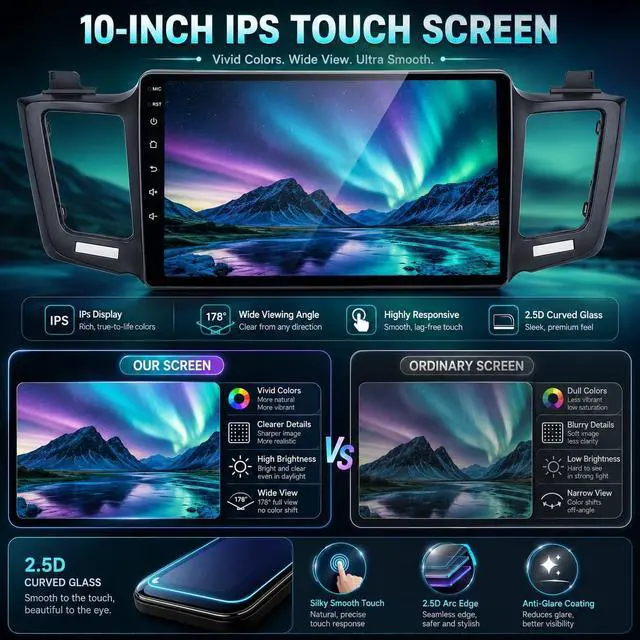 Alt view image 2 of 7 - for Toyota RAV4 2013-2018 10.2 (Online Upgrade OTA System) IPS Android Car Radio, 8core+64G, Wireless CarPlay/Android Auto, 5G WiFi, GPS Navigation, Bluetooth, Backup Camera, Mirror Link