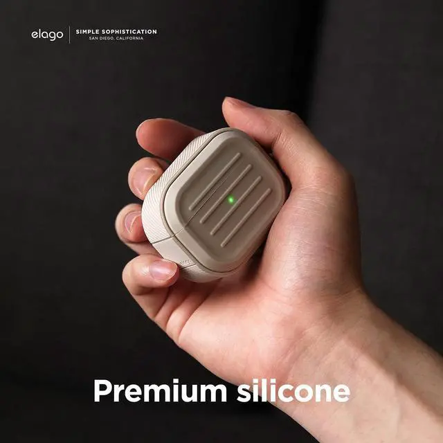 Alt view image 7 of 7 - Armor Case for AirPods 3 | Carabiner Included, Supports Wireless Charging, Shock Resistant, Full Protection (Stone)