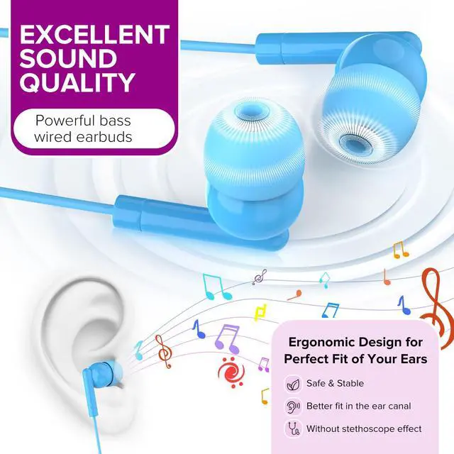 Alt view image 3 of 7 - 30 Pack Kids Earbuds Bulk for Classroom School Students Children Toddler Teens Boys Girls,Individually Bagged(HTC003,Mixed Colors)
