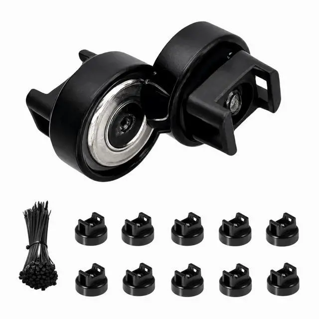 Main image of Heavy-Duty Magnetic Zip Tie Mounts,10Pcs Multipurpose Cable Holder with Nylon Cable Ties (50 Pieces) for Efficient Wire Management