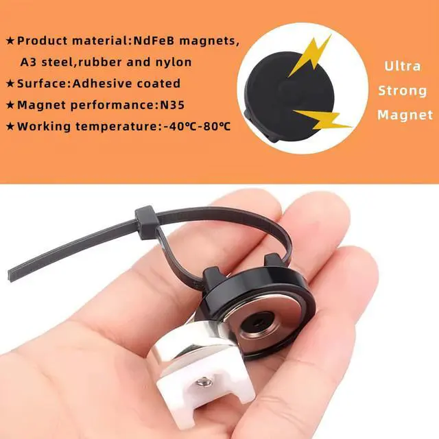 Alt view image 4 of 6 - Heavy-Duty Magnetic Zip Tie Mounts,10Pcs Multipurpose Cable Holder with Nylon Cable Ties (50 Pieces) for Efficient Wire Management
