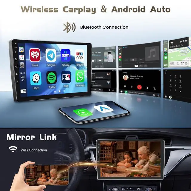Alt view image 3 of 7 - 4+64G 9 inch Car Radio for Toyota Yaris Vios 2007-2013 Car Stereo | 1280*720 Touch Screen for Yaris with Wireless Carplay, DSP, FM/RDS, 32EQ, Bluetooth5.0, GPS, 5GHz WiFi, Backup Camera