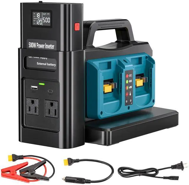 Main image of 500W Pure Sine Wave Power Inverter for Makita 18V Battery, 4-Ports DC 18V to AC(2 Outlets) 120V Car Charger Plug Inverter Adapter Converter for Camping, Travel, Emergencies(Tool Only)