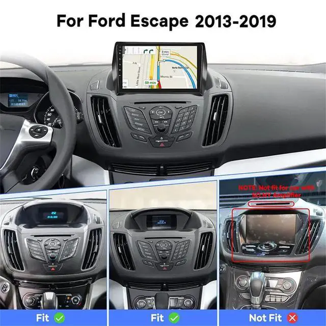 Alt view image 2 of 7 - Car Radio Stereo Fit for Ford Escape 2013 2014 2015 2016 2017 2018 2019, 9" Touch Screen Car Radio Receiver with Carplay Android Auto w/WiFi GPS Navigation Bluetooth FM SWC Backup Camera - 2+32G