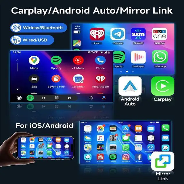 Alt view image 3 of 7 - Car Radio Stereo Fit for Ford Escape 2013 2014 2015 2016 2017 2018 2019, 9" Touch Screen Car Radio Receiver with Carplay Android Auto w/WiFi GPS Navigation Bluetooth FM SWC Backup Camera - 2+32G