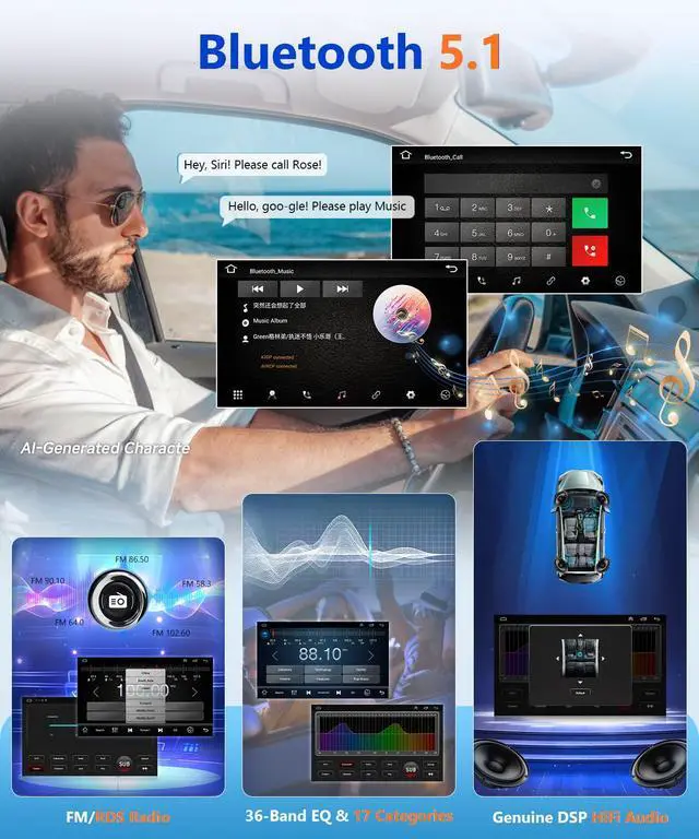 Alt view image 4 of 7 - 8Core 4G + 64G Android Stereo for Toyota Camry 2006 to 2011 Car Radio Apple CarPlay Android Auto, 9IN IPS Touch Screen for Camry Head Unit GPS Navi BT 5G WiFi FM RDS DSP HiFi SWC Camera CANBUS